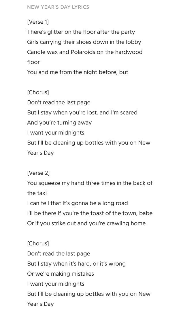 Taylor Swift – New Year's Day Lyrics