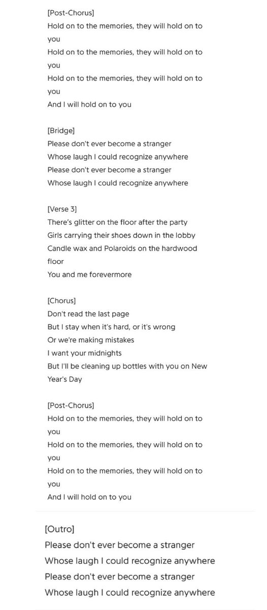 Taylor Swift – New Year's Day Lyrics