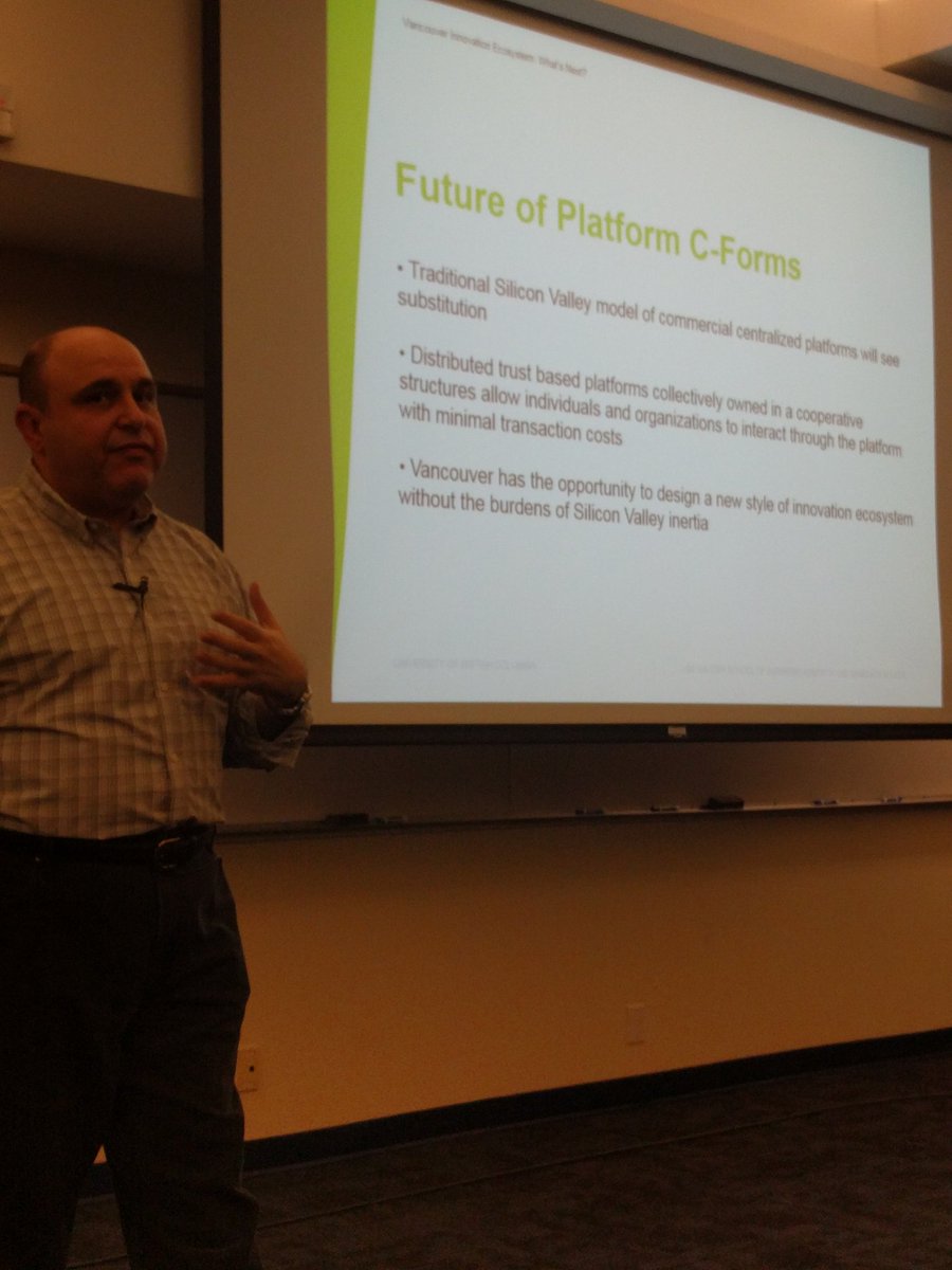 chiselinc's tweet image. Can&apos;t even keep up #livetweet y&apos;all, @marcdavidseidel is giving one of the most exciting talks I&apos;ve heard this year re: #cooperative #distributedtrust #innovation in #Vancouver. Let&apos;s not replicate #SiliconValley - BC&apos;s something wholly different. @UBCSauderSchool @blockchainubc