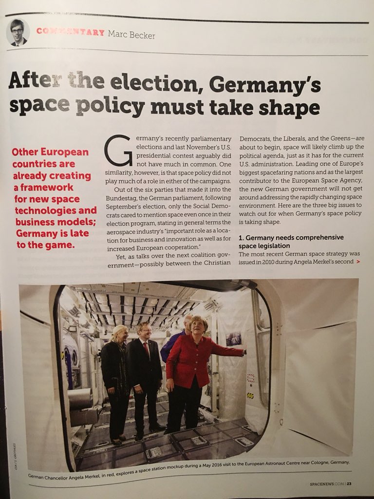 marc_becker's tweet photo. As the #FY18NDAA Space Corps issue is now resolved, let’s talk about Germany‘s #space policy. 🇩🇪 
My piece in this week‘s @SpaceNews_Inc https://t.co/KijMWuuBpd
