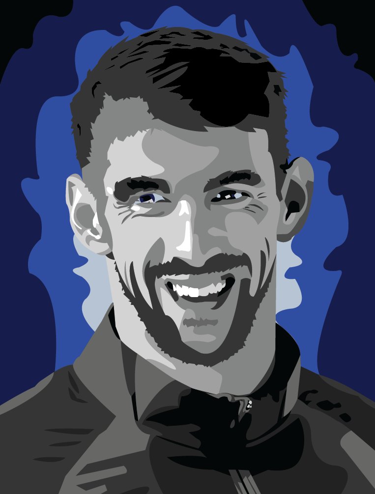 My vector skills are improving! (Grayscale of <a href="/MichaelPhelps/">Michael Phelps</a>)