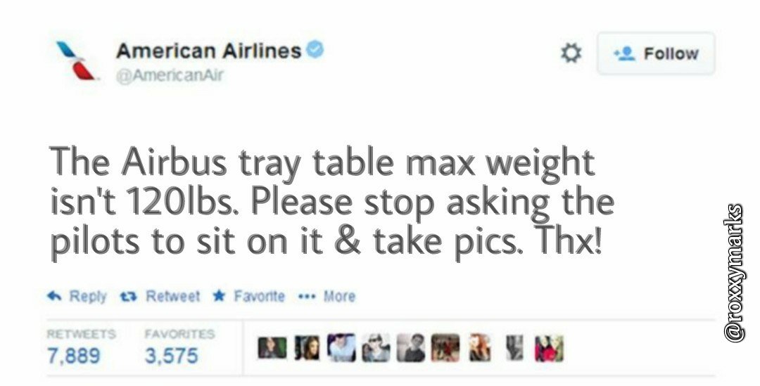 roxxymarks's tweet photo. @AmericanAir But what about their laps? Can I sit in their laps and get a selfie? #Airbus #avgeek https://t.co/jqbhXPooTD