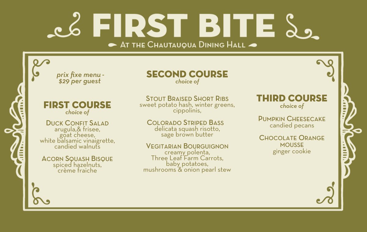 colo_chautauqua's tweet photo. #FirstBiteBoulder begins tomorrow! All week long, select 3-course-meals at the Dining Hall will be $29. For reservations, call 303.440.3776. https://t.co/8zbDSRb8wE