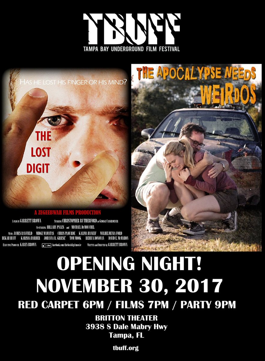 Tampa Bay Underground #FilmFestival is back in 2017, bigger than ever, with 200+ films of all genres and many countries from 11/30-12/3! Support #indiefilm in #TampaBay!
