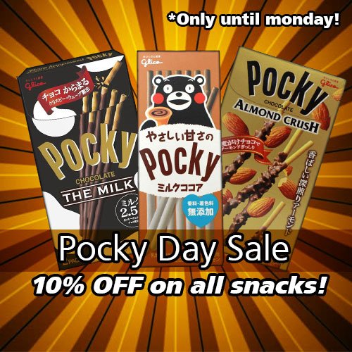 jlist's tweet photo. Great news! J-List is having a sale on all snacks through Monday to celebrate Pocky Day! No coupon to enter! 

https://t.co/lyIvRK0tkn https://t.co/y4rZsUbM0P