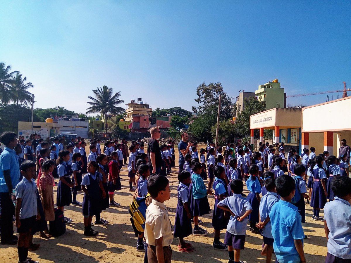 Team #SGGSC sharing a prayer with the children of Kaveri Nagar Govt. School as a part of a #CSR impact activity #SparkSocialChange