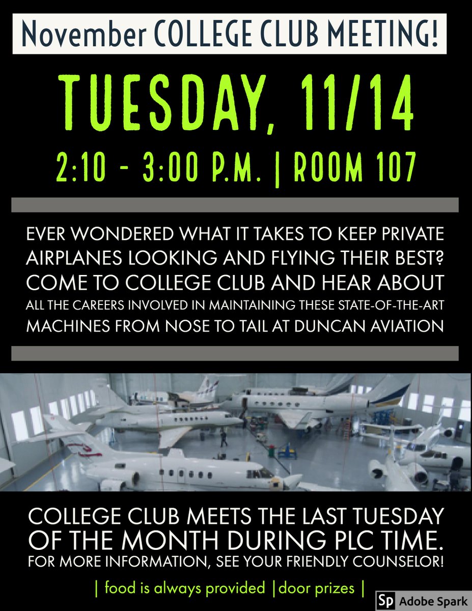 JocelynCrabtree's tweet photo. @LNECounseling Join us for the November College Club Meeting Tuesday 11/14 from 2:10 - 3:00 p.m. in room 107. See attached for more info! https://t.co/5aty9uVoru