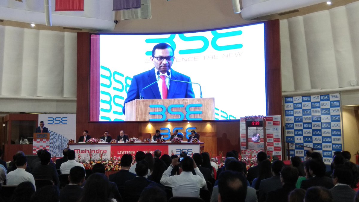 BSEIndia's tweet photo. Dr. Pawan Kumar Goenka, Managing Director , Mahindra &amp; Mahindra Limited speaking at the listing ceremony of Mahindra Logistics Limited on 10th Nov, 2017 https://t.co/7YcipclpnV