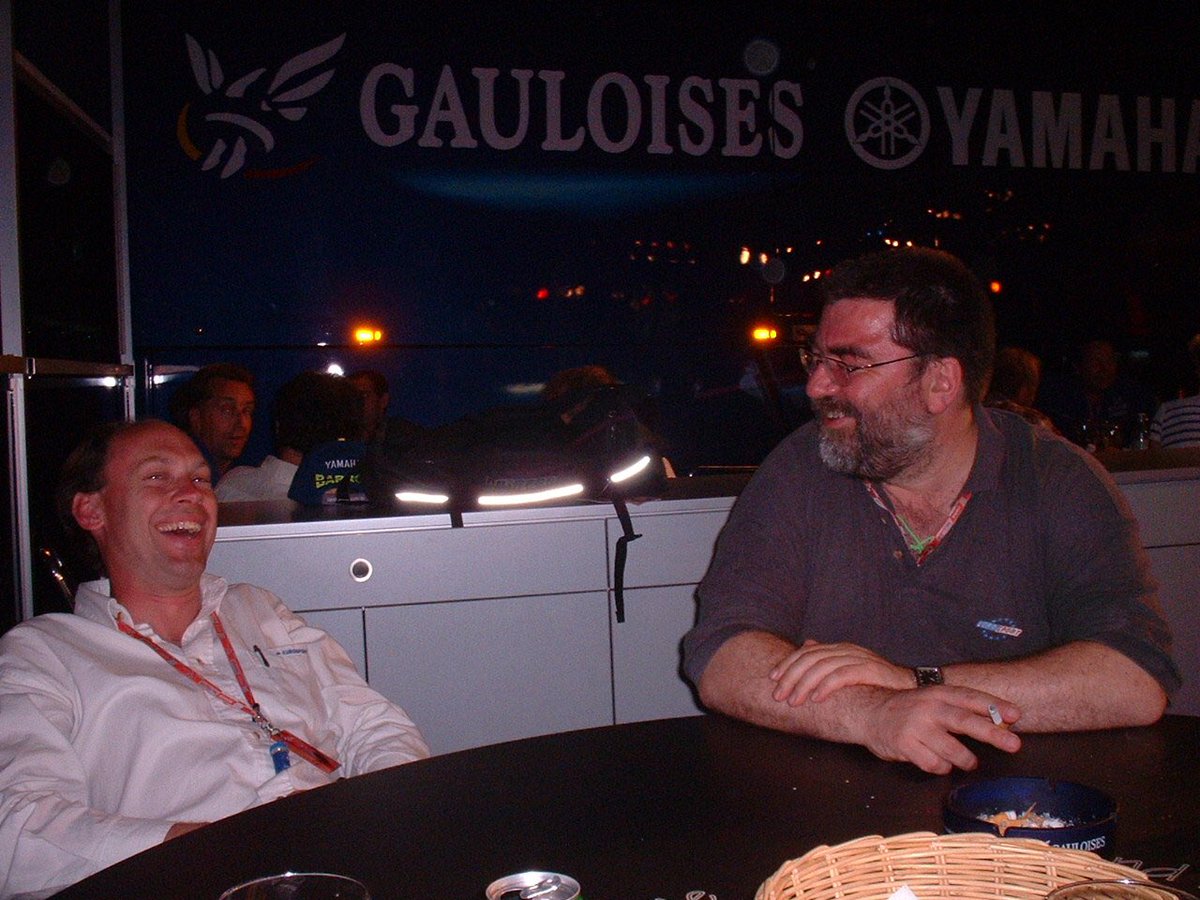 TobyMoody's tweet photo. Enjoy your last MotoGP @MotoGPJules. We had huge fun over the 14 years together commentating some incredible races with huge characters, dramatic finishes and mind blowing technology. 

500cc to V5 to Moto3 and beyond.

We commentated every single VR46 MotoGP Championship.
#proud https://t.co/LEqymoBLI9