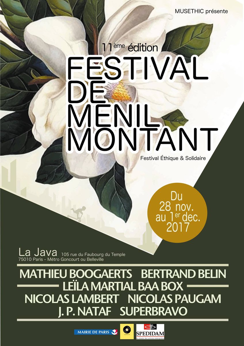 java_belleville's tweet image. La @java_belleville  participe au mois de l'ESS 2017 en accueillant le Festival de Ménilmontant pour sa 11ème édition du mardi 28 novembre au vendredi 1er décembre 2017 en partenariat avec la Mairie de @Paris. #ESS #MoisESS17 #event #solidarite #culture #éthique