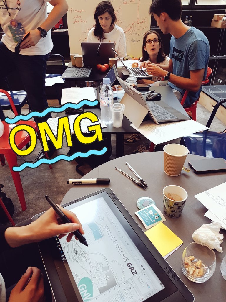 Work in progress ! Notre dessinatrice de l'espace fait des merveilles ! <a href="/tatiennedessine/">Tatienne©</a>  #Hackathon #Hack4Gas #parlonsgaz 👏👌🙈