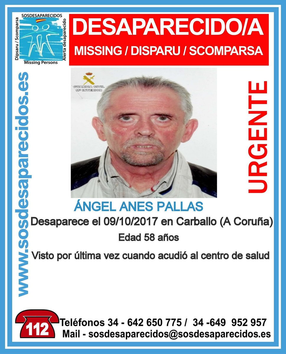 🔴 #Colabora 
Ángel ha #desaparecido en #Carballo #ACoruña.
Si lo ves llámanos:
☎062
☎112
Tu RT no cuesta nada y puede ayudarle. Gracias. #GC