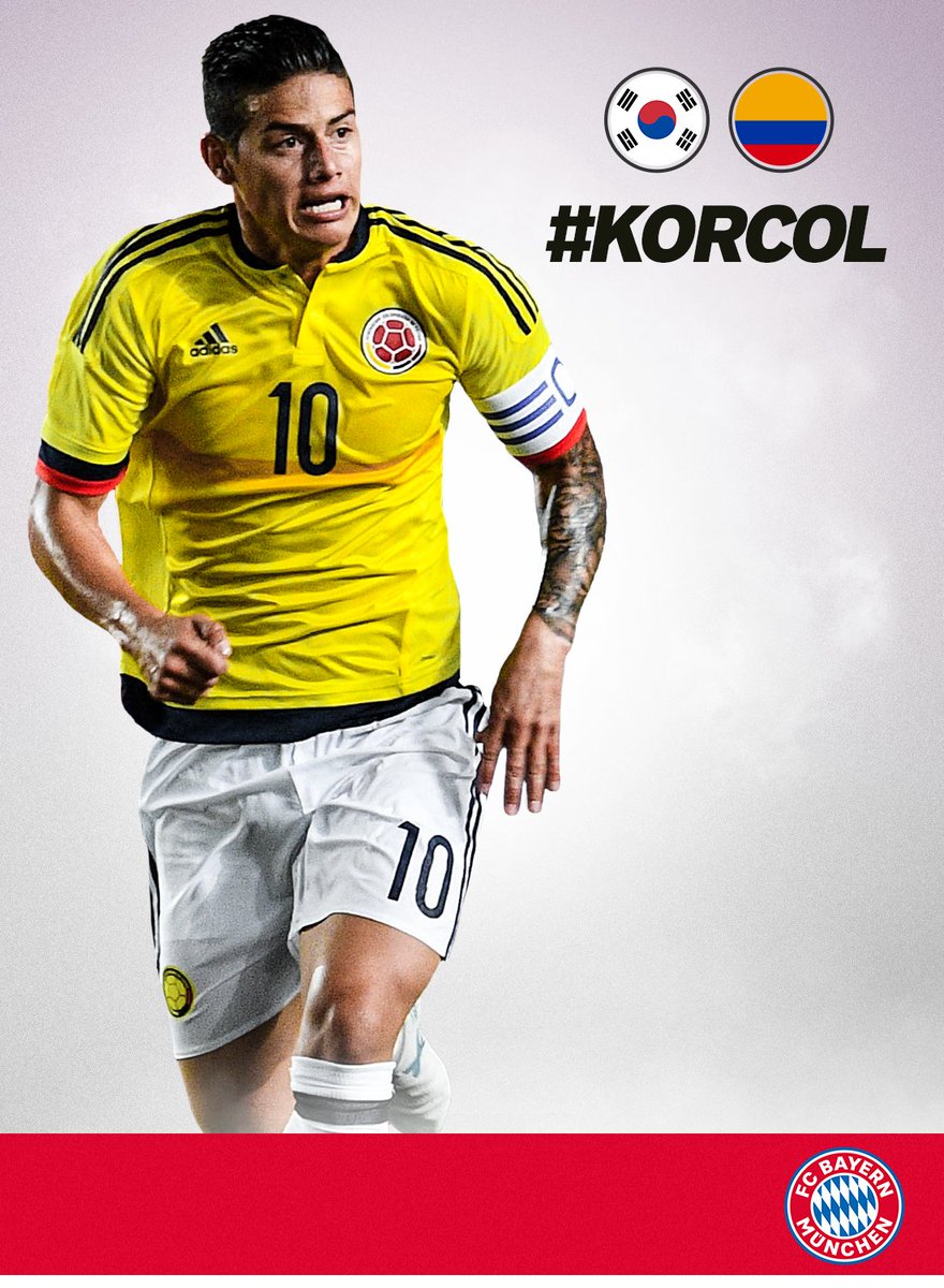 FCBayernEN's tweet photo. Good luck to @jamesdrodriguez, who is starting in 🇨🇴 Colombia's friendly against 🇰🇷 South Korea 🤞

Kick-off is in ten minutes 💪 #KORCOL #packmas #MiaSanMia https://t.co/TfGC4pSjdd