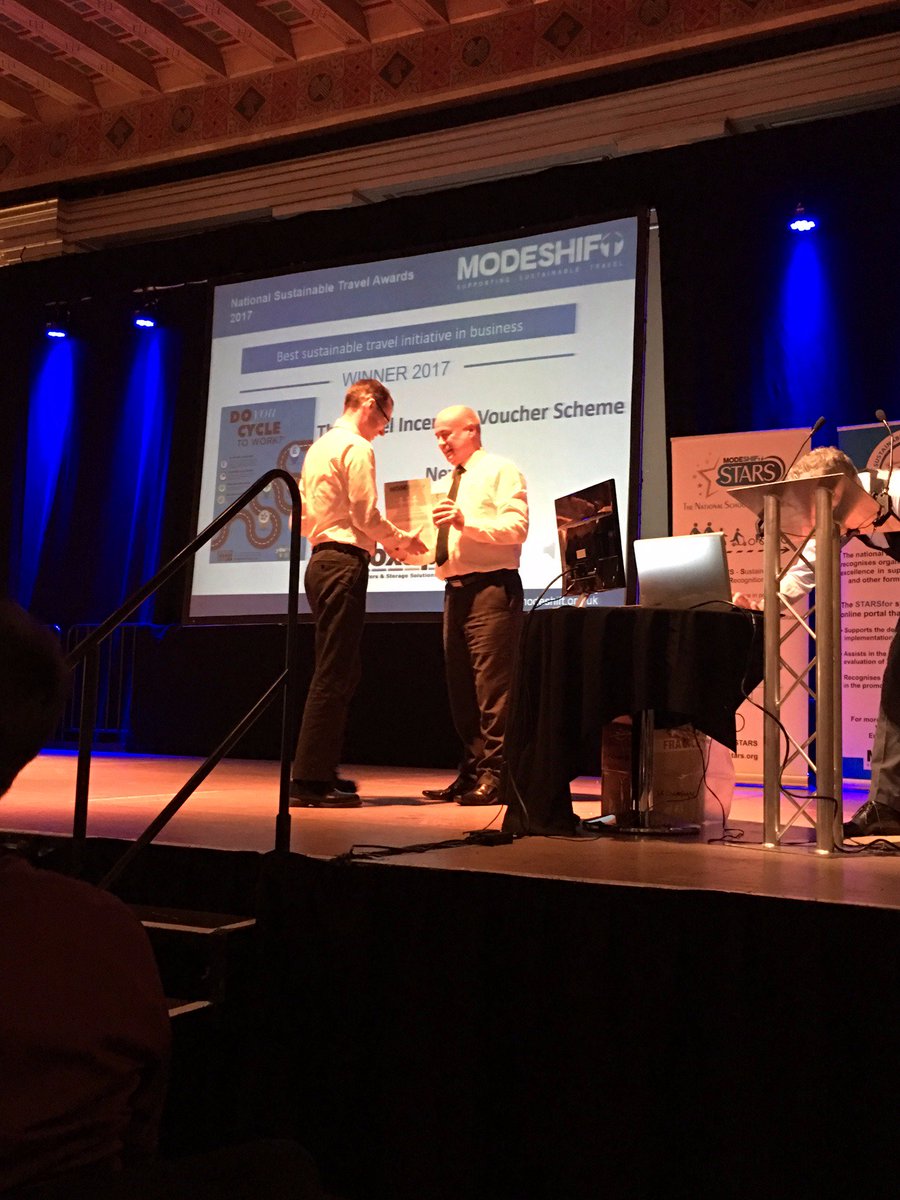 BroxapLtd's tweet photo. Broxap had the pleasure of sponsoring and presenting the award for the 'Best Sustainable Travel Initiative in Buisness' at yesterday's @Modeshift1 conference. Well done to the winners Next PLC! #Modeshift2017 https://t.co/aUmlloVB5c