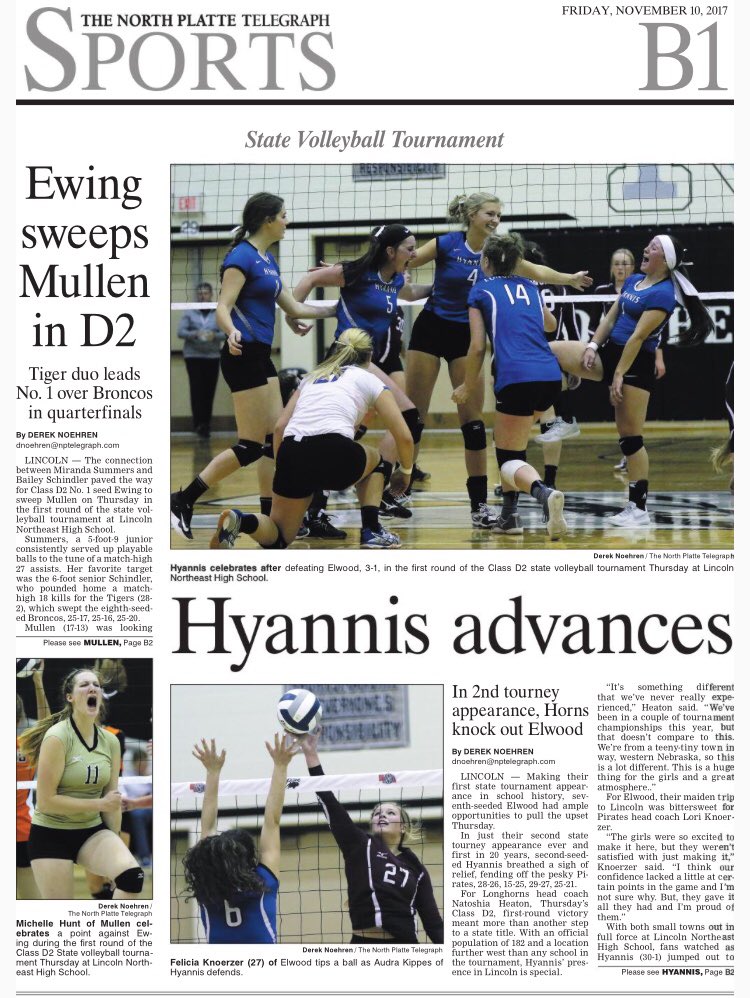 Sneak peak at Friday’s <a href="/NPTelegraph/">The North Platte Telegraph</a> sports front from state volleyball. 
<a href="/ElwoodPirates/">Elwood Public Schools</a> <a href="/KvanvigMike/">Mike Kvanvig</a> #nebpreps