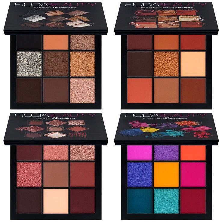 Kimberl47041384's tweet photo. Huda Beauty Obsessions eyeshadow palette 🎨, packed with a selection of 9 highly pigmented mattes and striking shimmers in a smooth blendable texture, available in 4 themes warm brown , mauve, smokey and electric obsession the palettes are super compact and lightweight #makeupsa https://t.co/Fv0Trvm5JI