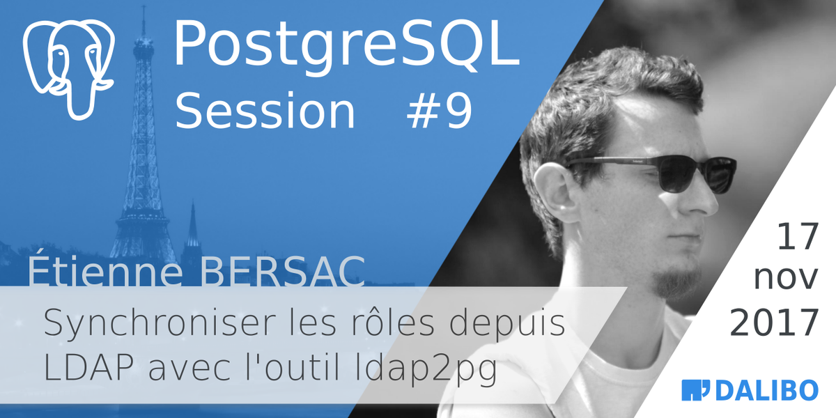 dalibo's tweet photo. Pour la #PGSession9, notre développeur @EtienneBersac nous parlera de son outil pour synchroniser les rôles LDAP avec #PostgreSQL - #ldap2pg https://t.co/dzbti3eS4f