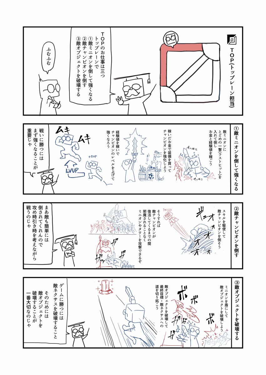 豆腐頭でも分かる! LoL初心者講座⑬ #leagueoflegends
「担当地域(ポジション)」篇 その2
今回はTOPのお話。
レーンの呼び方とポジションの呼び方が同じなので、このマンガではレーンをカタカナで「トップ」、ポジションをアルファベットで「TOP」と区別してます。 https://t.co/cNLoQcBaiD