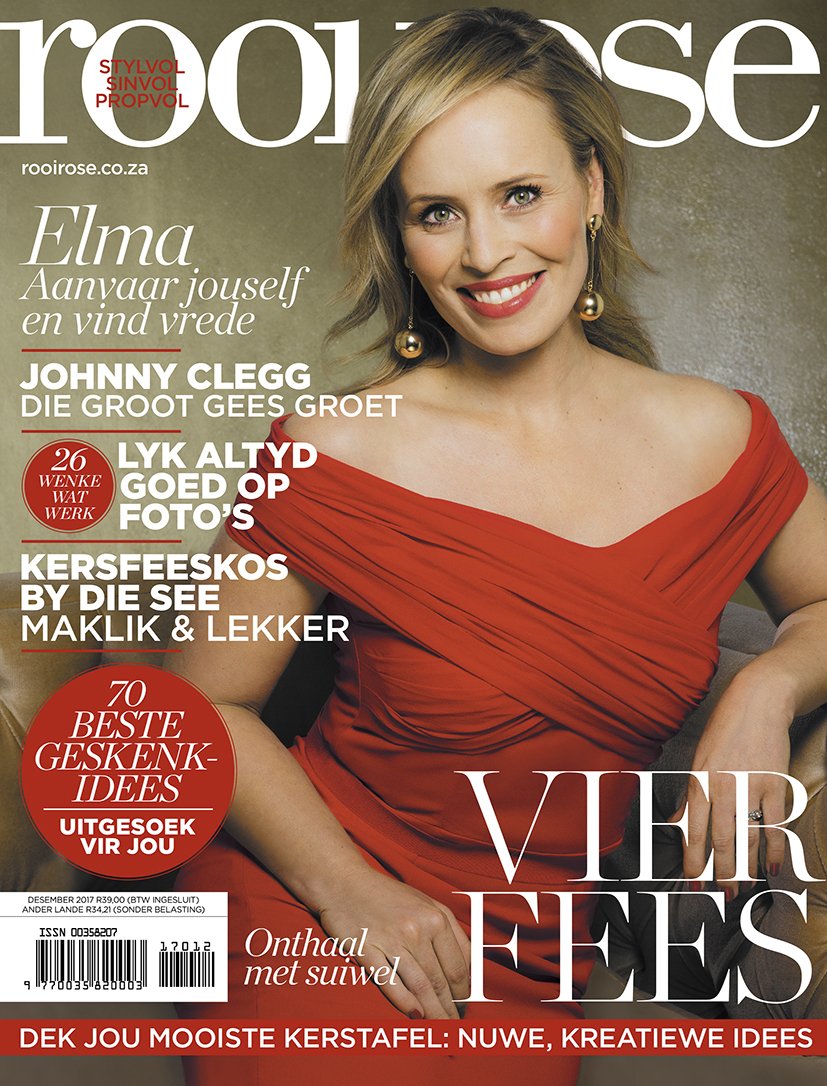 Dis feestyd en ons Desember-uitgawe met aktrise <a href="/Elma_Postma/">Elma Postma</a> op die voorblad is eerskomende Maandag op die rakke! #rooirose75