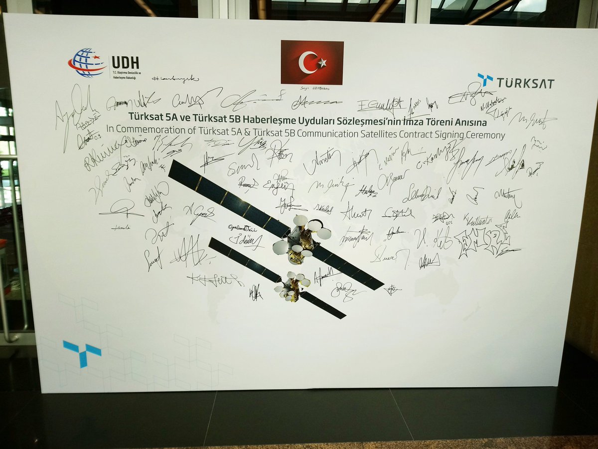globalsatshow's tweet photo. In Commemoration of #Türksat5A and #Türksat5B Communication Satellites Contract Signing Ceremony #3rdGSS
#GlobalSatShow #satellite #Airbus #Turksat #SpaceX https://t.co/iLGGJvufIj