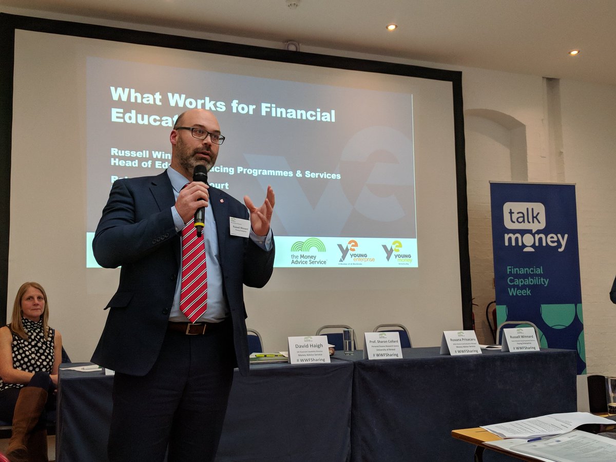 FinCapStrategy's tweet photo. Russell Winnard from @youngenterprise @YoungMoneyEdu says "@YourMoneyAdvice Evidence Hub an opportunity to collect all our learnings" https://t.co/RJTX6cjitM #WWFsharing https://t.co/71coW9ahYO