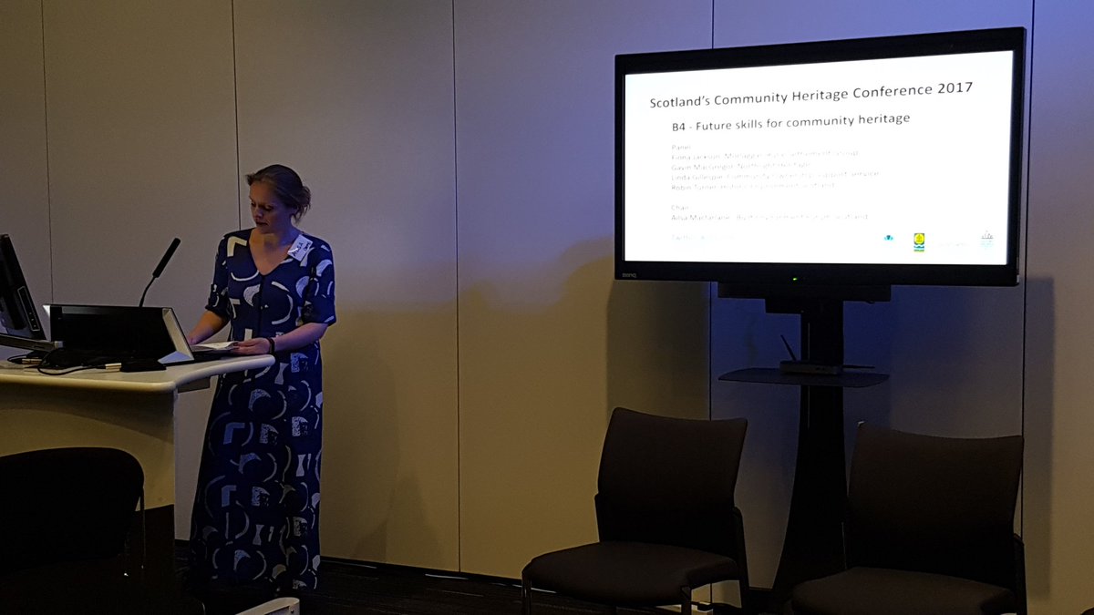 cba_lhen's tweet photo. Ailsa McFarlane from @TheBEFS introduces session on 'future skills for community heritage'. #2017CHC https://t.co/Ug66Igojr1