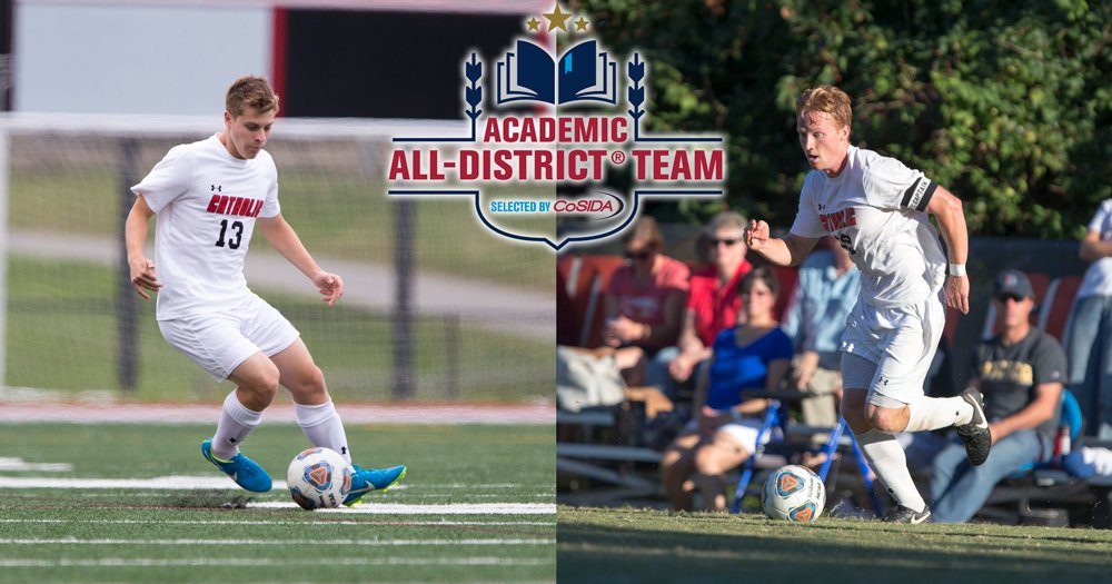 CatholicU_Cards's tweet photo. .@CUAMensSoccer's Matt Holtschneider & Brian Galfond Selected to @CoSIDAnews Academic All-District Team! #CUAcards @CatholicUniv https://t.co/fF5yTib8hl https://t.co/VOmCjxlPpO
