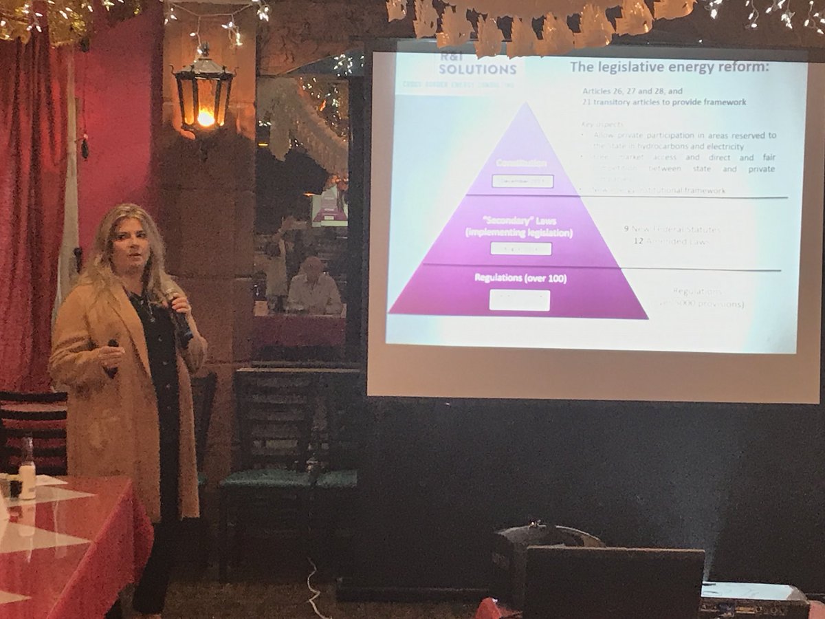 Alejandra Bueno, CEO of R&amp;I Solutions gives an update on Mexico’s Energy Sector to our #MexicoGroup attendees. 🇲🇽💡🌞⛽️