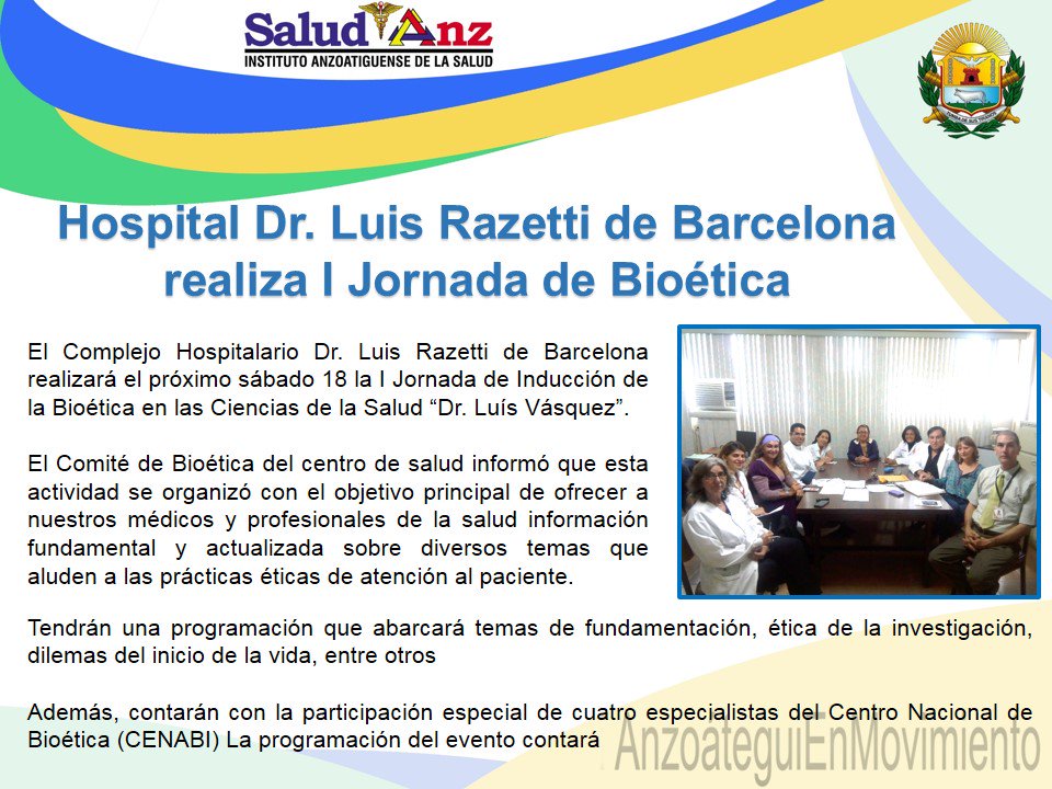 saludanzoficial's tweet image. I Jornada de Inducción de Bioética en el Complejo Hospitalario Dr. Luis Razetti @HospiRazettiBna @MPPSalud @BarretoSira