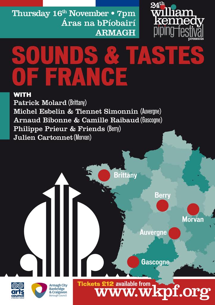 Armagh_Pipers's tweet photo. Next Thursday 16th WKPF kicks off with a celebration of French bagpipes! #Morvan #Auvergne #Gascogne #Bretagne #Berry #cabrette #boha #cornemuseducentre #biniou Some fromage, jambon and vin also! https://t.co/ZMGATwvKig