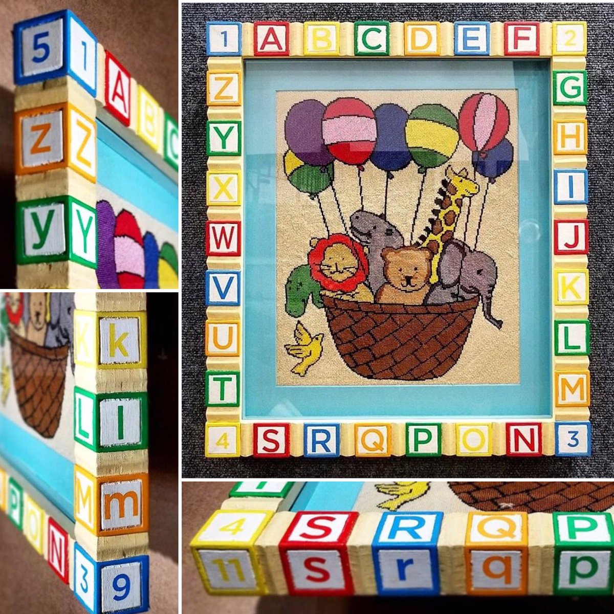 framemasterrob's tweet photo. Child's Play. #alphabet #block #handmade #frame #painted #raindbow #colors #needlepoint #baby #designthinking https://t.co/39RzB0HdHt