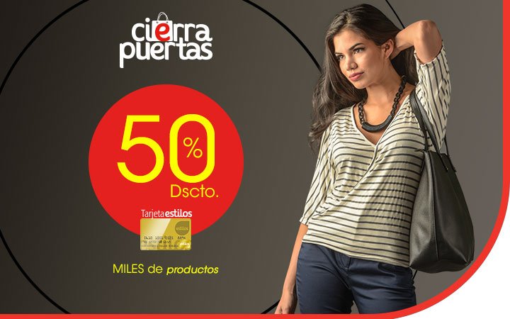 TiendasEstilos's tweet photo. ((🔔)) Comenzó nuestro #CierraPuertas ((🔔)) en miles de productos con un🖐️50% de dscto. Solo del 09 al 10 de Noviembre.
Ver términos y condiciones en https://t.co/fl19GHOCbo https://t.co/nx7SZyC8HM