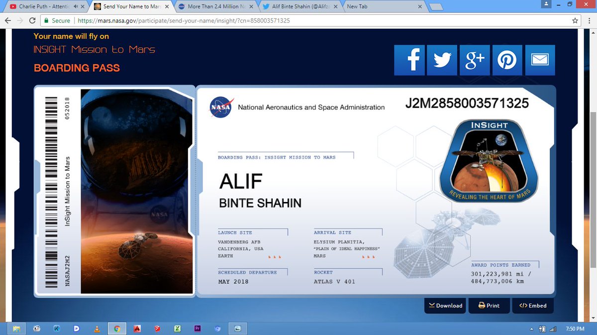 Alifzara's tweet photo. #FrequentFlyerClub #BoardingPassToMars #InSightMission #RevealingTheHeartOfMars #ProudMartian @NASAInSight https://t.co/wmp3qCTorX