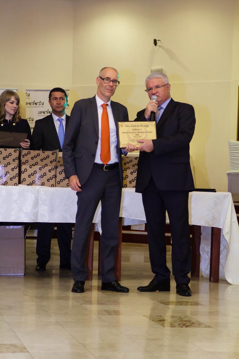 GoldPlastGroup's tweet photo. Arges Chamber of Commerce, during the annual Gala ceremony, awarded #GOLDPLAST as best company in Arges country in the field of production of plastic components. #Proud of this award, expression of our #passion4success and capability to #generatetrust https://t.co/WLoTURcIkl