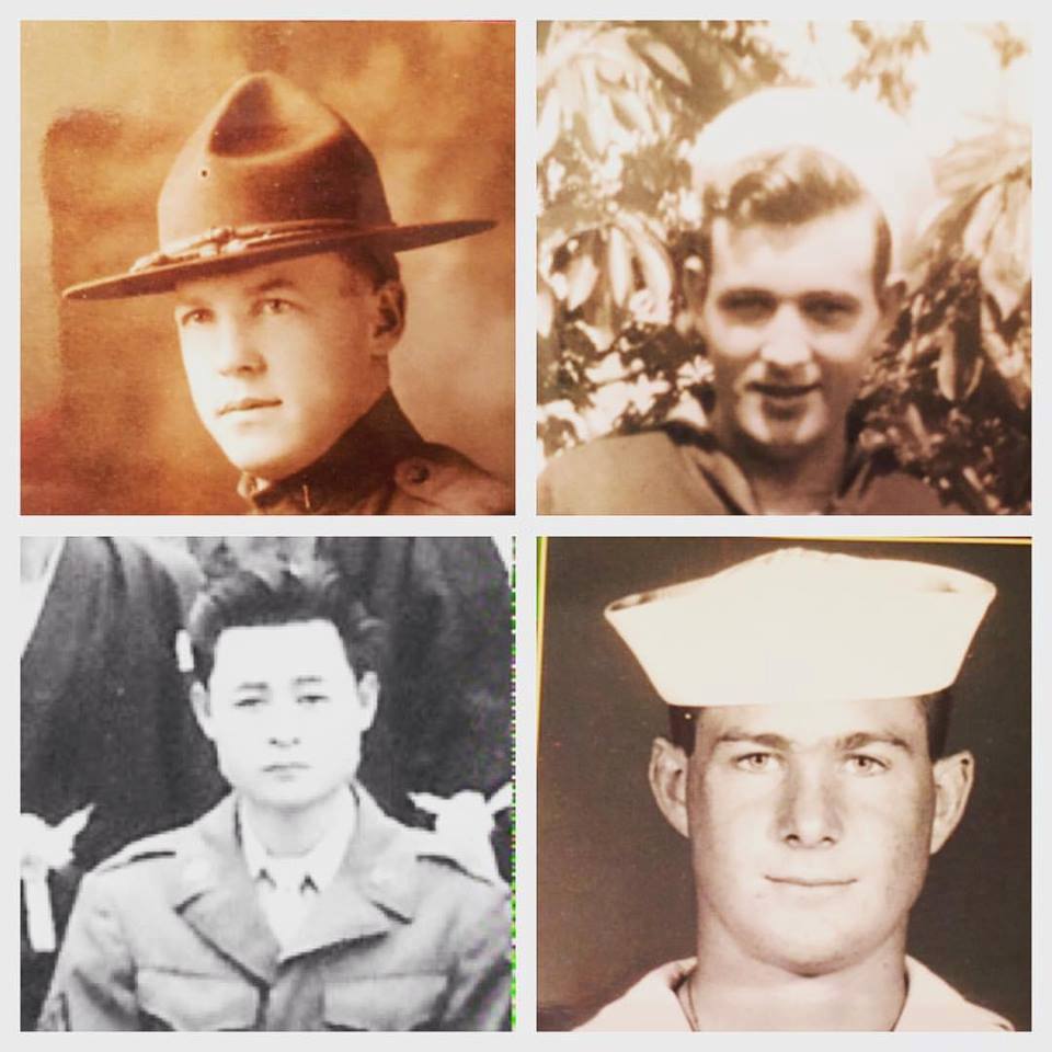 itsmarcusd's tweet photo. My Great-Grandfather, Grandfather, Uncle, and my wife's Grandfather. Men and women who sacrifice for this country should be honored every day. Thank you for your service. #VeteransDay #Army #Navy #MarcusAndSandy https://t.co/jCfjAslpzz