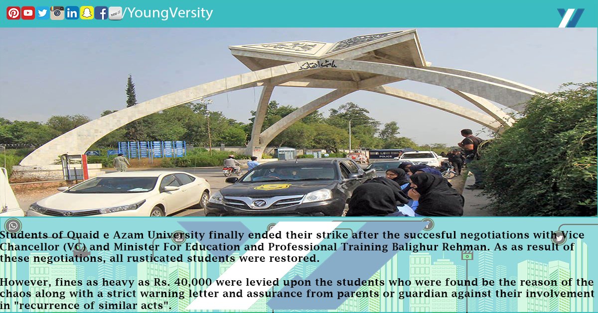YoungVersity's tweet photo. Earlier, Quaid-i-Azam University remained closed and no academic activity was observed for 23 consecutive days. Later, it was opened partially however, a faction of students continued the strike. https://t.co/I6gilOAjrL