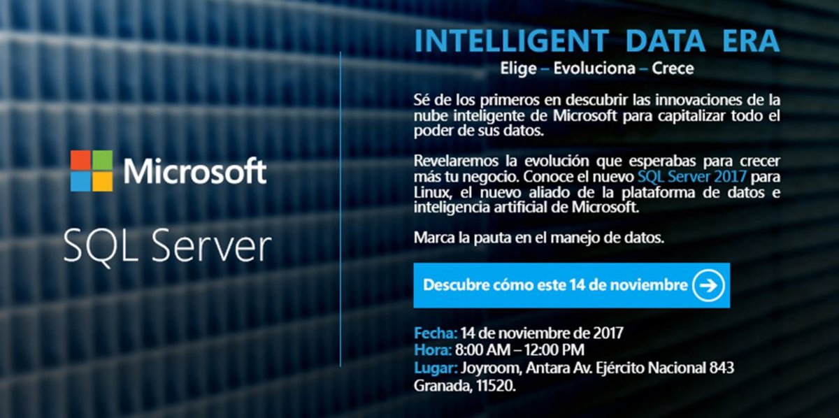 Microsoft te invita a ser de los primeros en descubrir las innovaciones de nuestra nube inteligente para capitalizar todo el poder de tus datos. ¿Serás parte de la revelación?, Te invitamos en el Joyroom, Antara Polanco este 14 de noviembre.