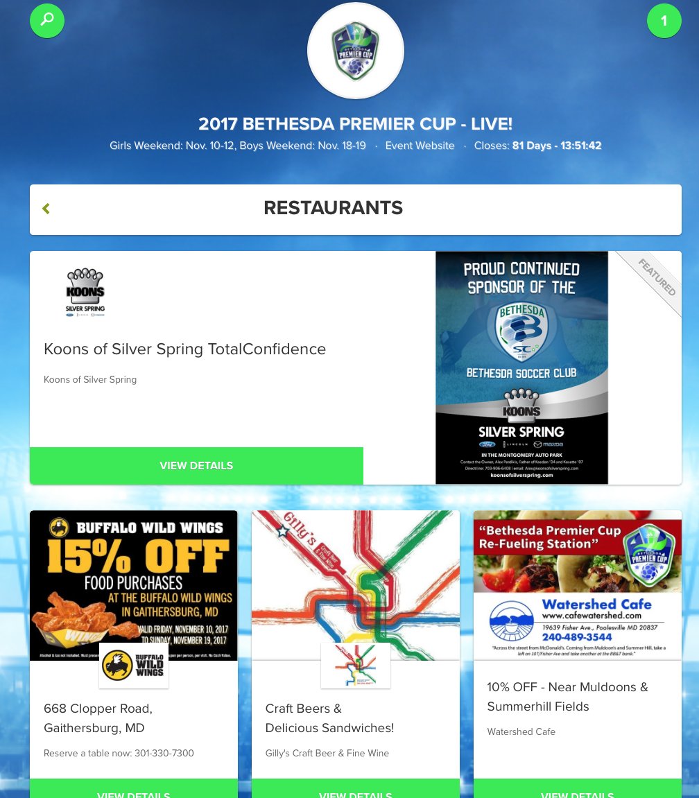 Where are you going to eat? Restaurant deals @ Premier Cup Live! #2017PremierCup engage.active.com/2017-bethesda-…