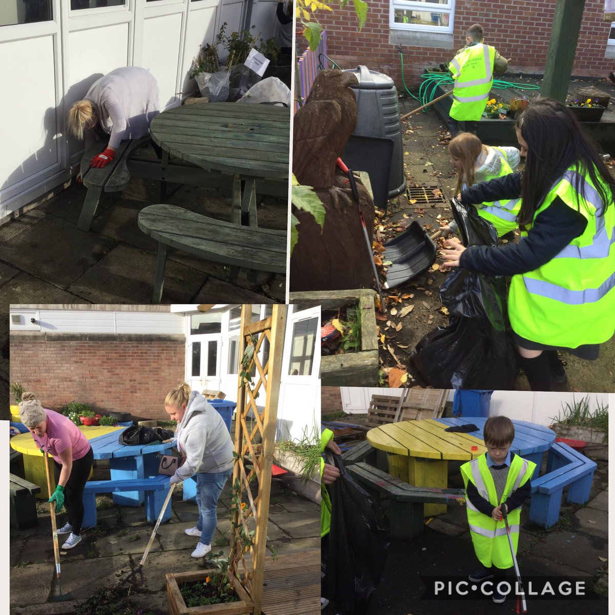 Suzieq1402's tweet photo. Busy day @StAnnesPrimary garden ystday.litter picking @CommSafetyGlasg kids loving helping , leaf raking , weeding @casmc1972 @mrchurch79 .thx parent helpers https://t.co/2NrJjljFwp