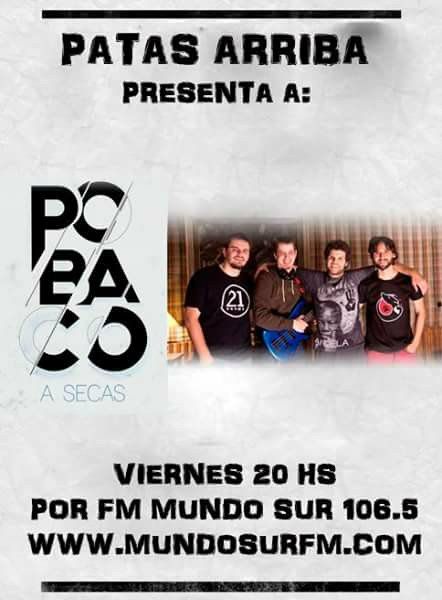 HOY RADIO!!
A las 20hs. vamos a estar en <a href="/patasarriba/">R zevallos P</a> tocando unos temas y charlando de la fecha que se viene mañana en <a href="/elemergenteclub/">El Emergente Almagro</a> y las demás!
Escuchalo por FM MUNDO SUR 106.5 y también online por acá:
mundosurfm.com

#NoNosVamosACansarJamas
#PobacoASecas