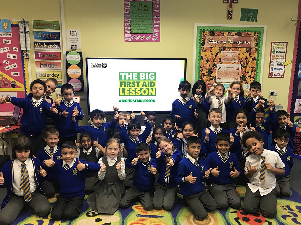 stjohnambulance's tweet photo. Thank you to all of the schools who took part in our #BigFirstAidLesson last week! If you missed it and would like to help us create the next generation of life savers, you can watch the lesson again here https://t.co/x7NaVfWk4I https://t.co/zGpZZyqONt