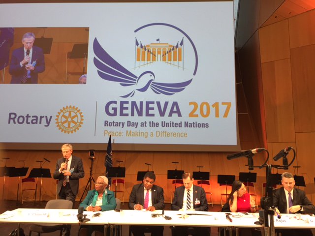 SLMissionGeneva's tweet photo. Ambassador Stevens moderates the Rotary workshop on "Creating Sustainable Peace by implementing the UN Sustainable Development Goals" at the WIPO. https://t.co/6nFPgDAchI