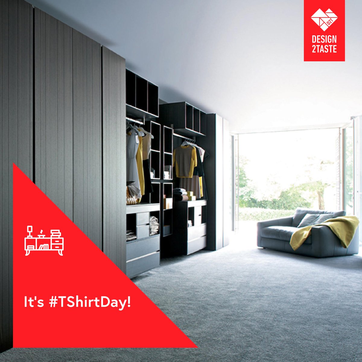 Design2Taste's tweet image. It's #TShirtDay  🎉  Let's celebrate with @EstelGroup design inspiration  ❤️
Because precious band t-shirts deserve a great #wardrobe 🤘🏻

#interiordesign
#furniture
#interiors