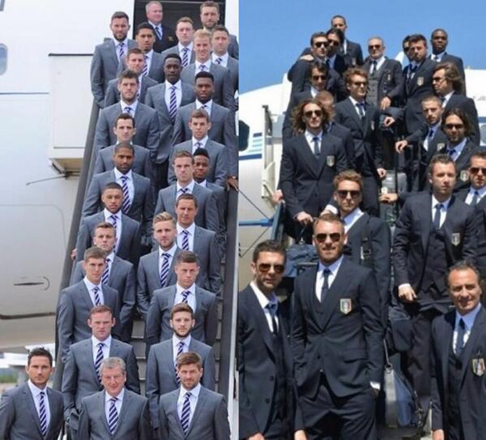 修学旅行生とマフィアくらい差がある サッカー イングランド代表とイタリア代表のスーツの着こなしにお国柄が反映されていて面白い Togetter