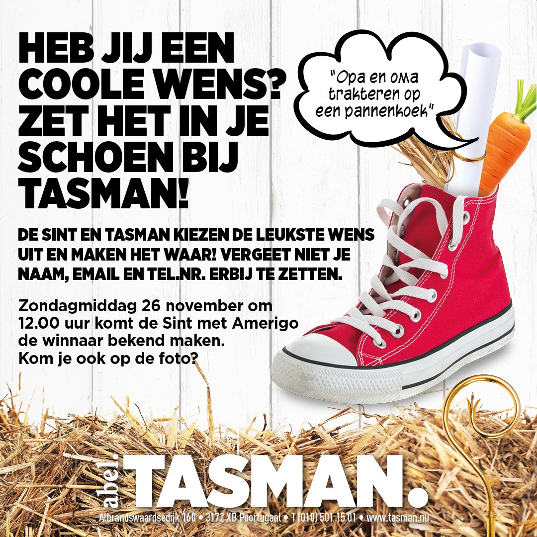 Op de foto met het paard van Sinterklaas?
Het kan bij Tasman!Je kan ook nog een leuke wens doen! Misschien gaat jouw wens in vervulling!😀