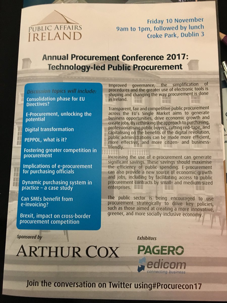 SPUireland's tweet photo. Very interesting program of presentations at #ProcureCon17 https://t.co/jBo0Ak5pwL