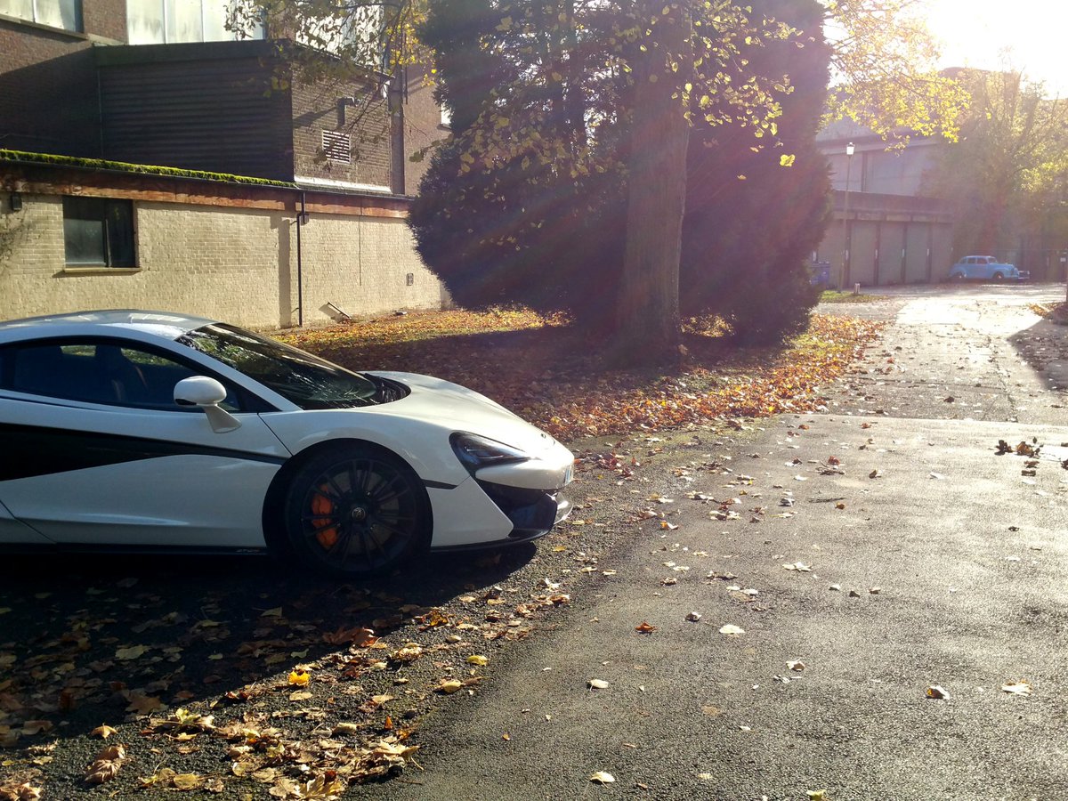 A crisp sunny autumn day and a crisp white #McLaren 570S, all the ingredients you need for a very good weekend...! <a href="/McLarenAuto/">McLaren Automotive</a> #CarStorage <a href="/BicesterH/">Bicester Heritage</a>