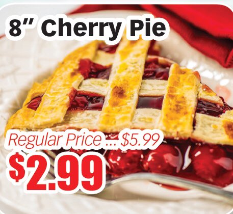 MacMillansFood's tweet photo. New #specials starting today & running to November 23! Check out our #cherry #pie on for $2.99! #dessert #dropinready #justaddicecream https://t.co/gb3yWrFtF7