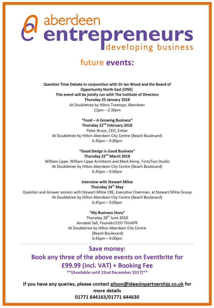 Network you way through 2018 with <a href="/IIP_LTD/">Ideas In Partnership</a> <a href="/AberdeenEntrepr/">AberdeenEntrepreneur</a> 
sign up to some of our events now and take advantage of our discounted booking rate.
eventbrite.co.uk/o/aberdeen-ent…