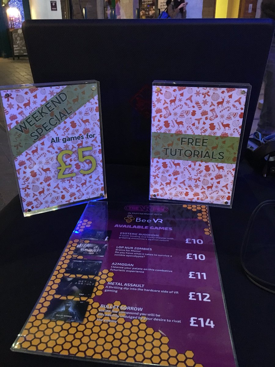 BeeVR_mcr's tweet photo. ONLY THIS FRIDAY AND SATURDAY AT @The_Printworks with @thevrden !
Don’t miss out our special offer - £5 for any game you choose!
Pssst, do you want a free tutorial as well? We’ve got that one for you😉
#buzz4beevr #beevr_mcr #beevirtualreality https://t.co/bqCyCezads
